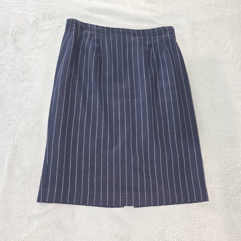 Norton McNaughton Navy Blue Pinstripe Pencil Skirt Vintage Size 12 Office Wear